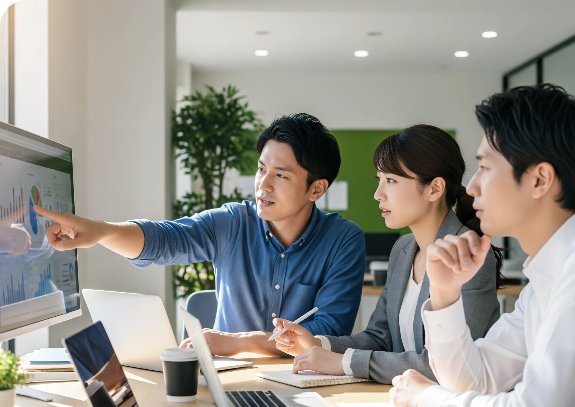 企業向け研修の様子：講師が受講生に丁寧にレクチャーしている場面